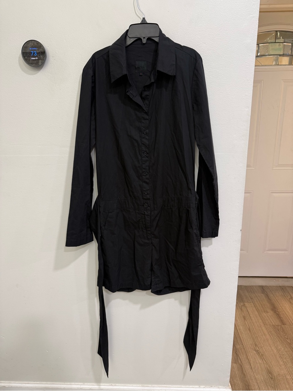 NEW RtA Black Short Sleeve Utility Romper with Waist Ties